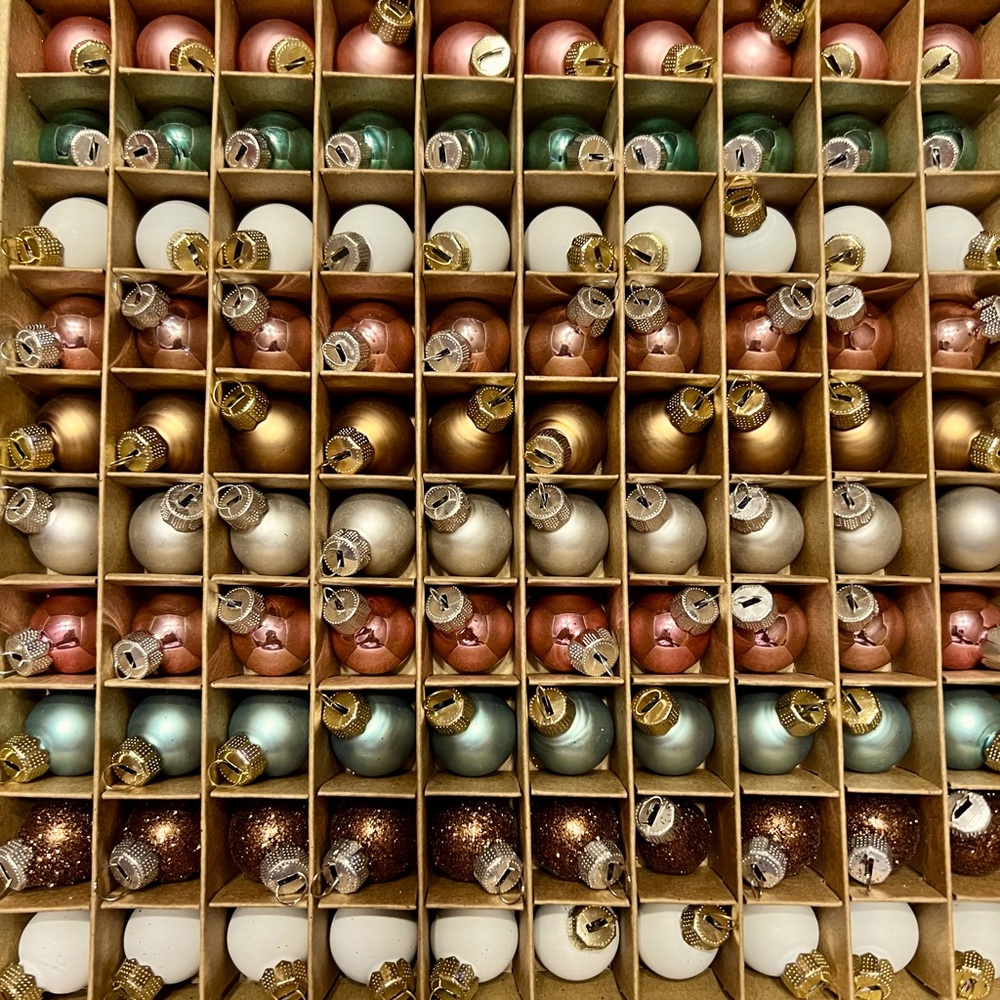 100 Neutral Colors Mini Glass Balls Xmas Ornaments Shiny Matte Brown Glitter